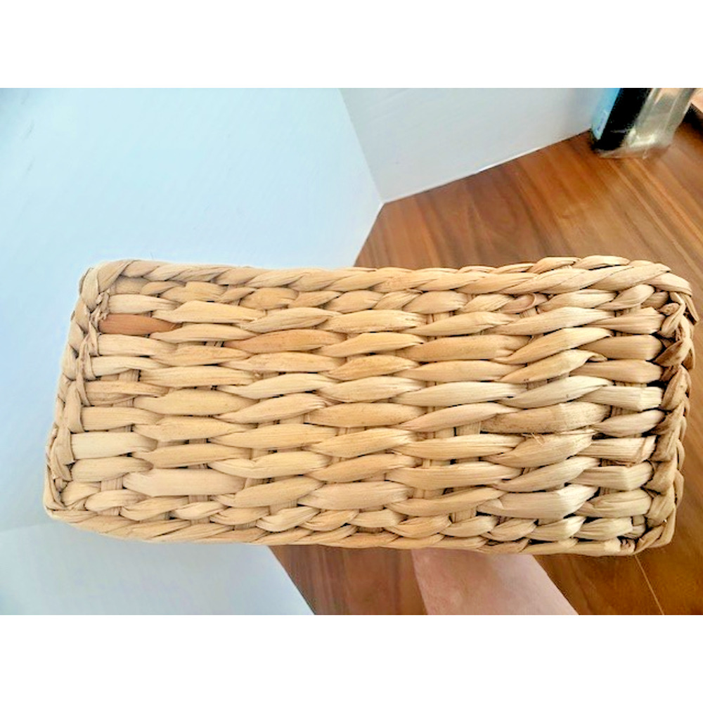 Vintage 90s Esprit Woven Straw Basket Handbag Bag Y2K Flowers 10" x 8" - Picture 11 of 13